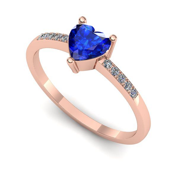 Inel de logodna din aur roz cu safir