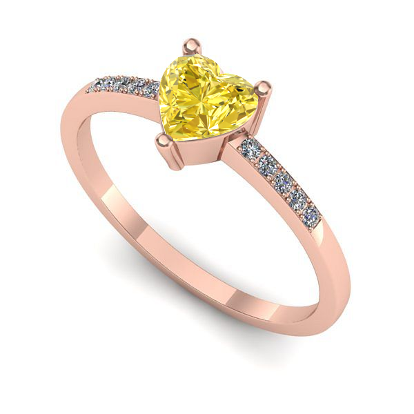 Inel logodna din aur roz cu safir galben