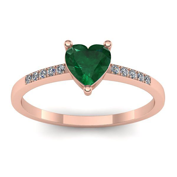 Inel de logodna cu smarald inima