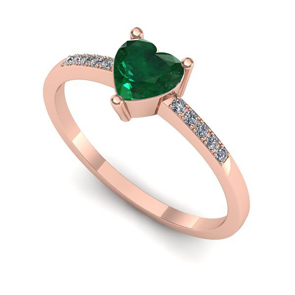 Inel de logodna din aur roz cu smarald
