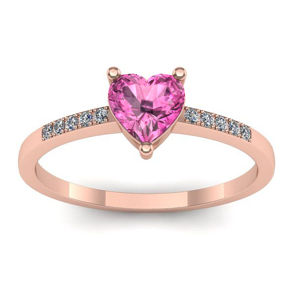 Inel cu safir roz inima