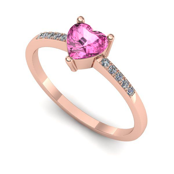 Inel de logodna din aur roz cu safir roz