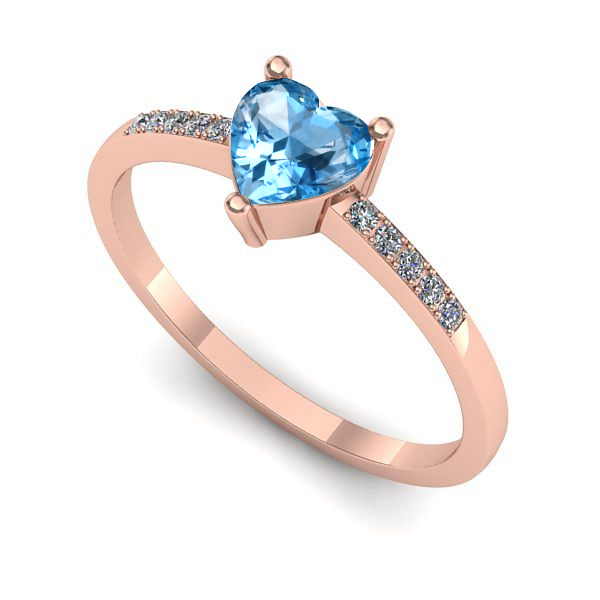 Inel din aur roz cu topaz blue