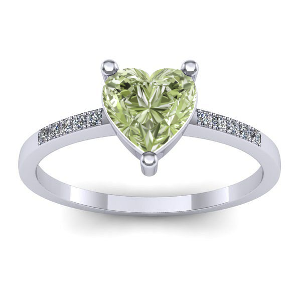 Inel logodna cu diamant de laborator verde inima