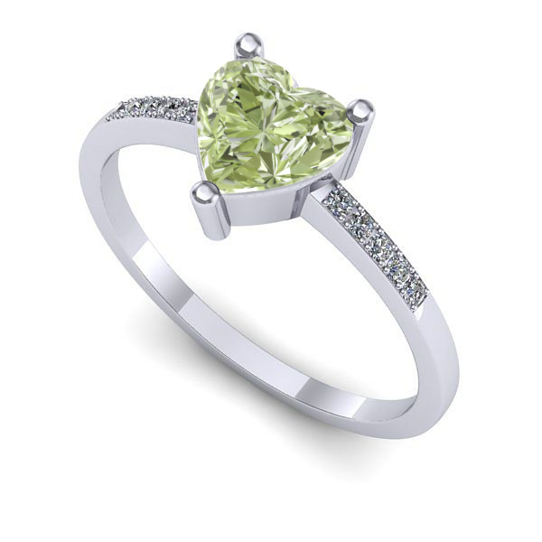 Inel din aur alb cu diamant de laborator verde