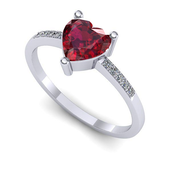 Inel din aur alb cu rubin