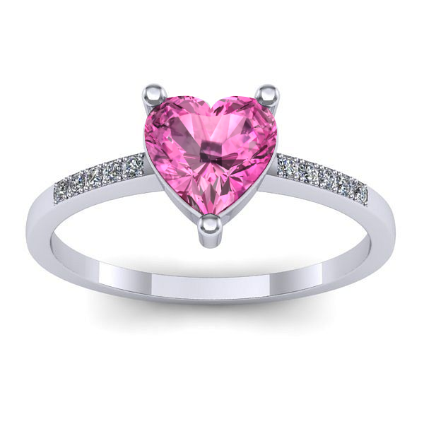 Inel de logodna cu safir roz inima