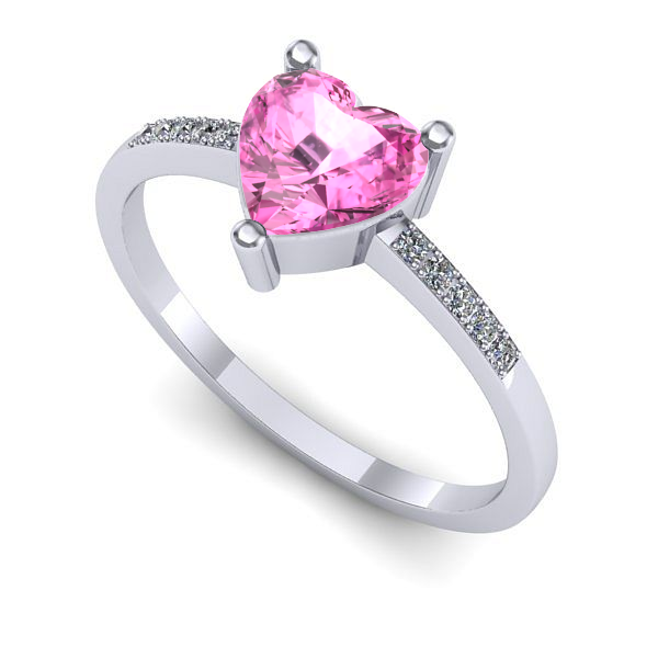 Inel de logodna din aur alb cu safir roz