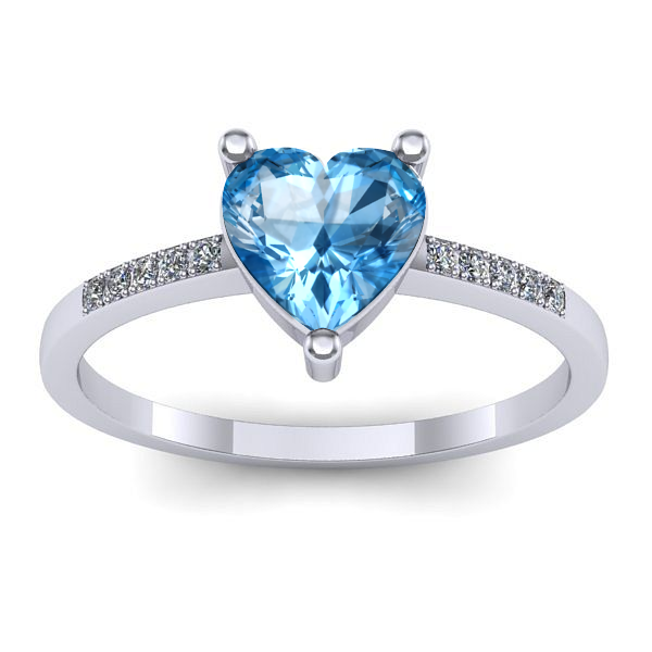 Inel cu topaz blue inima