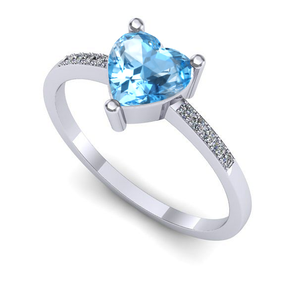 Inel de logodna din aur alb cu topaz blue