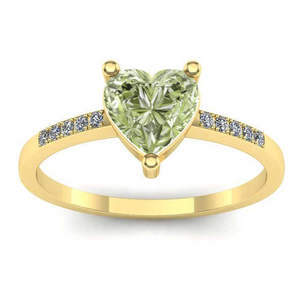 Inel cu diamant de laborator verde inima