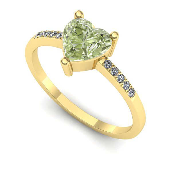 Inel logodna din aur galben cu diamant de laborator verde