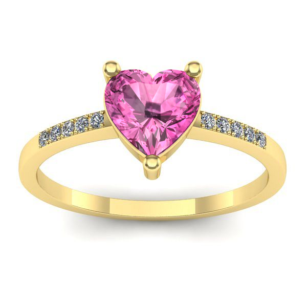 Inel cu safir roz inima