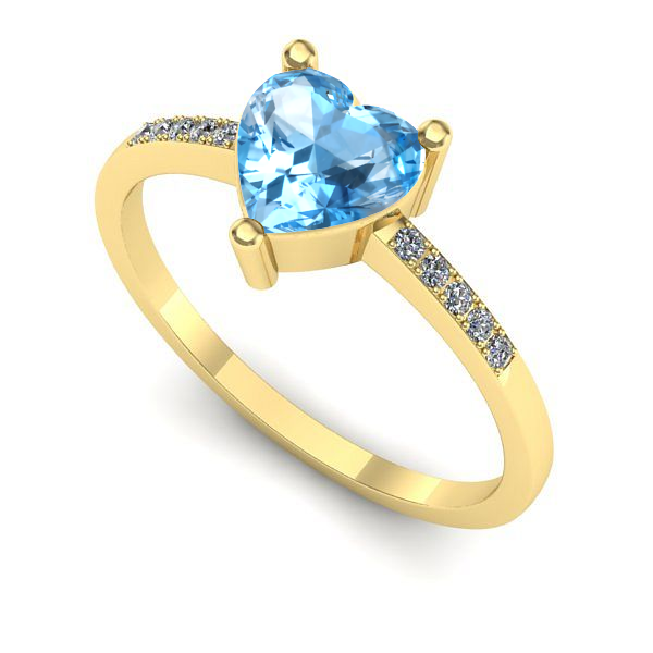 Inel logodna din aur galben cu topaz blue