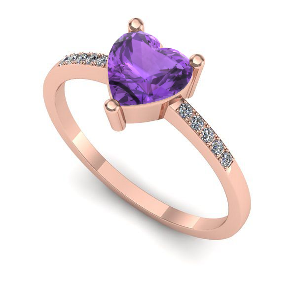 Inel din aur roz cu ametist