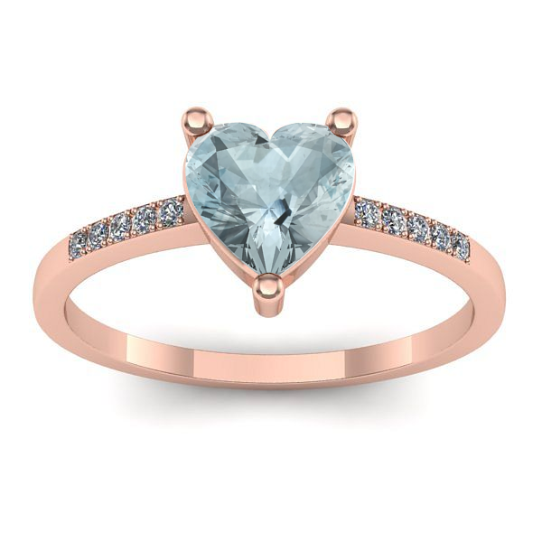 Inel cu aquamarin inima