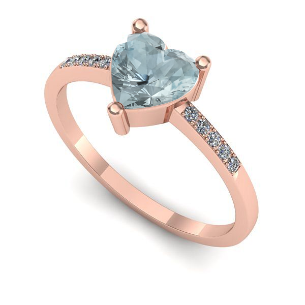 Inel de logodna din aur roz cu aquamarin