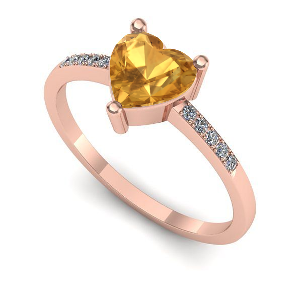 Inel logodna din aur roz cu citrin
