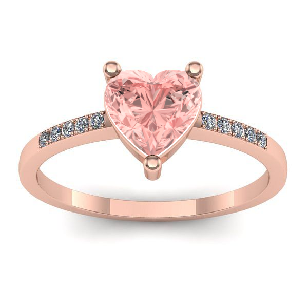 Inel logodna cu diamant de laborator roz inima