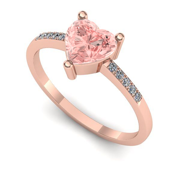 Inel logodna din aur roz cu diamant de laborator roz
