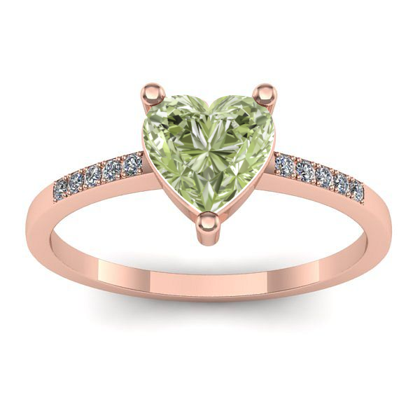 Inel de logodna cu diamant de laborator verde inima