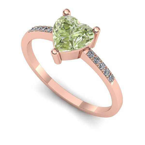 Inel de logodna din aur roz cu diamant de laborator verde