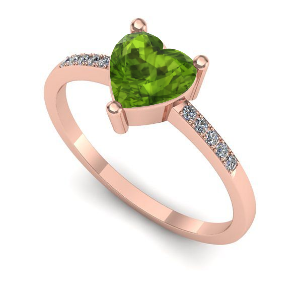 Inel din aur roz cu peridot