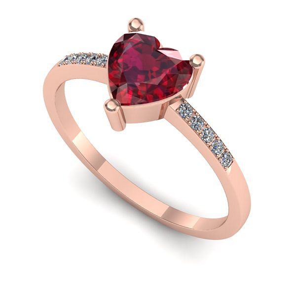 Inel de logodna din aur roz cu rubin