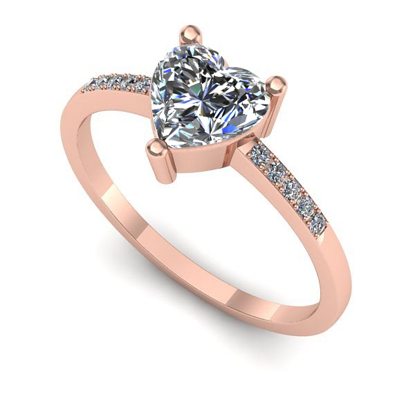 Inel logodna din aur roz cu safir alb