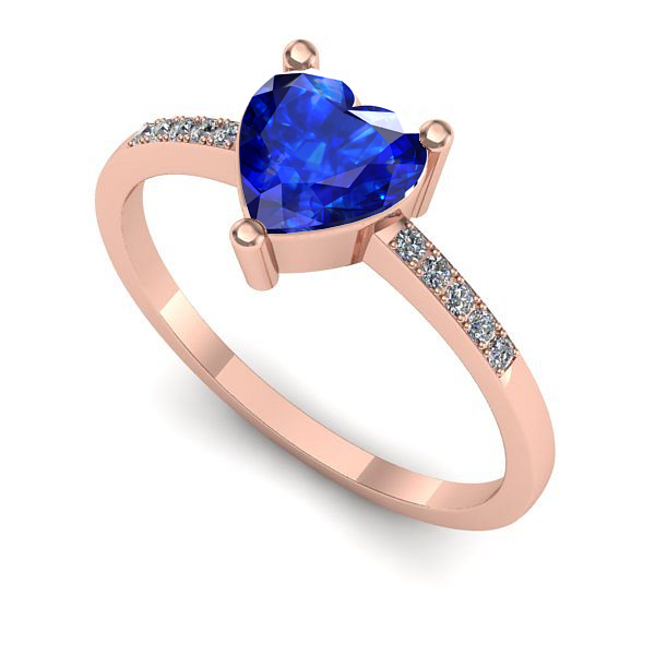 Inel logodna din aur roz cu safir