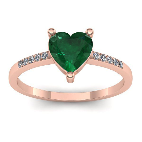 Inel de logodna cu smarald inima