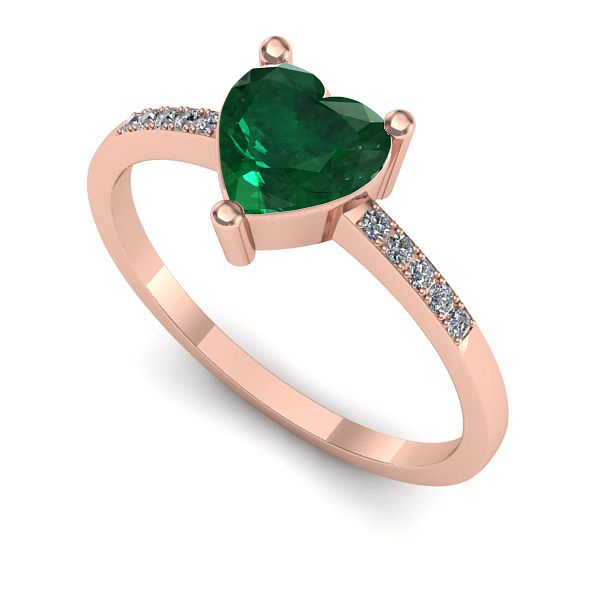 Inel de logodna din aur roz cu smarald