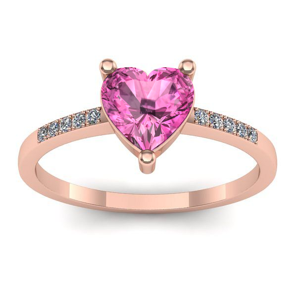 Inel de logodna cu safir roz inima