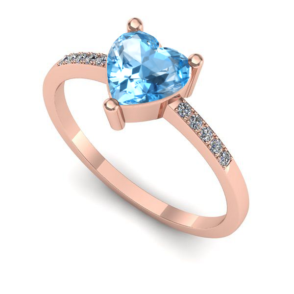 Inel logodna din aur roz cu topaz blue