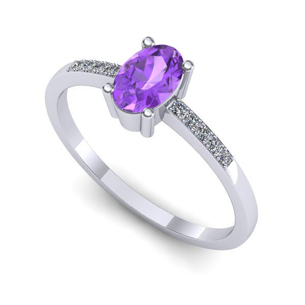 Inel din aur alb cu ametist