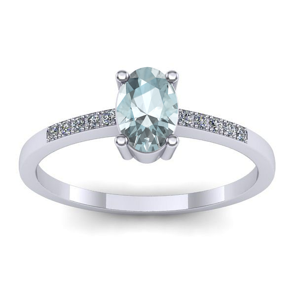 Inel de logodna cu aquamarin oval