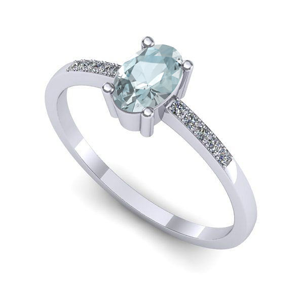 Inel logodna din aur alb cu aquamarin
