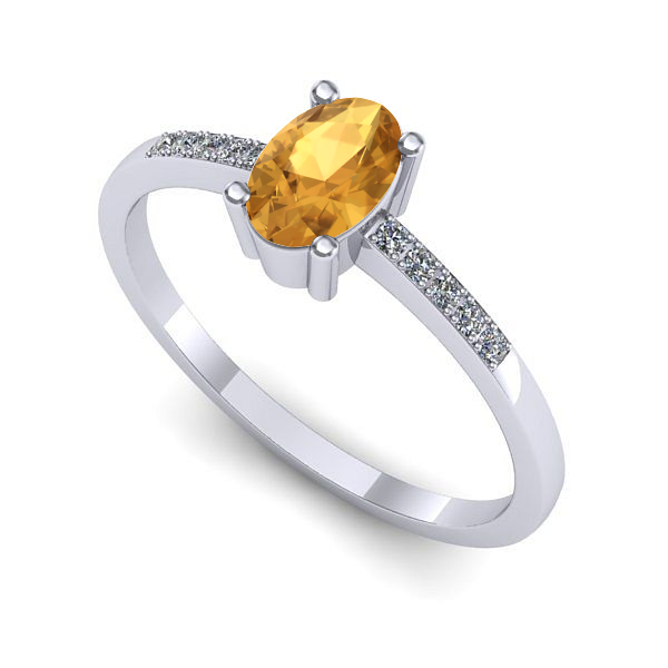 Inel de logodna din aur alb cu citrin