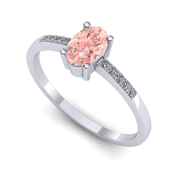 Inel logodna din aur alb cu diamant de laborator roz