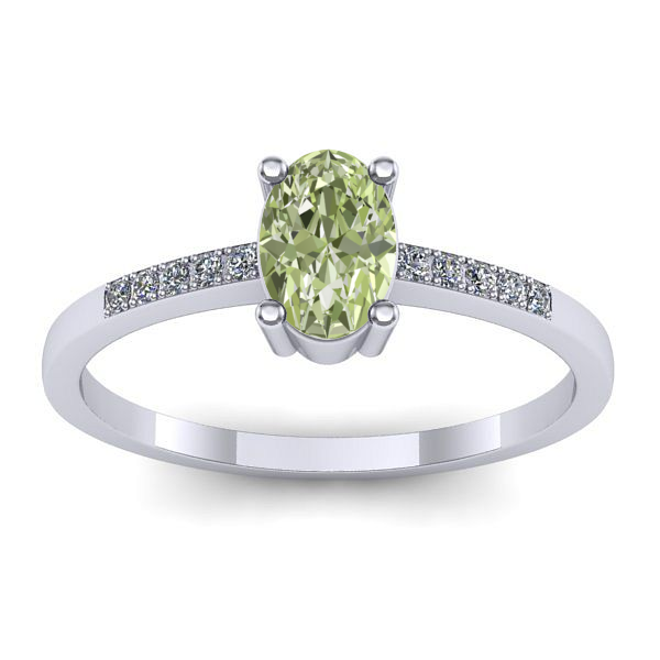 Inel de logodna cu diamant de laborator verde oval