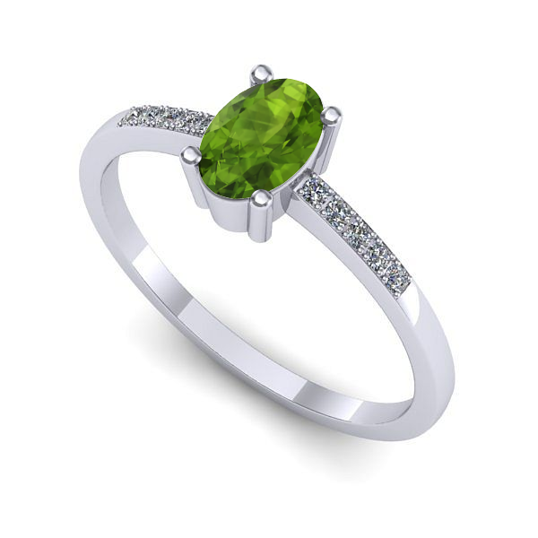 Inel de logodna din aur alb cu peridot