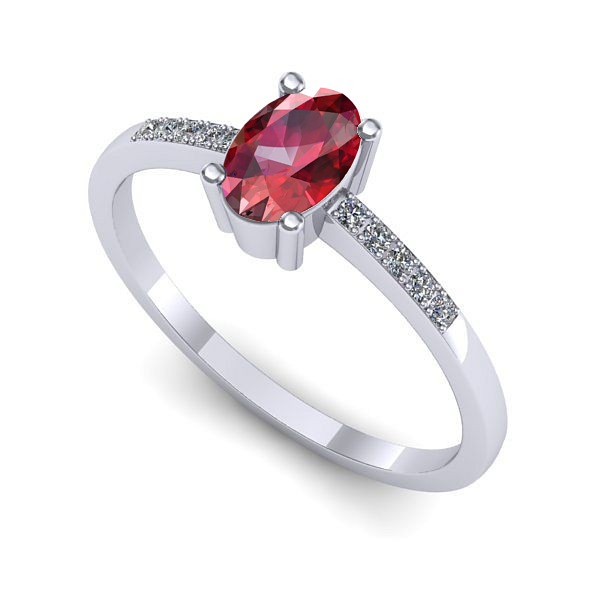 Inel logodna din aur alb cu rubin