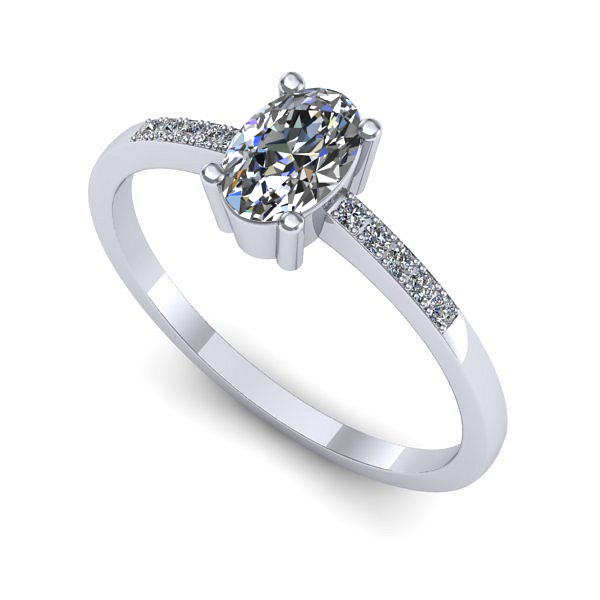 Inel logodna din aur alb cu safir alb