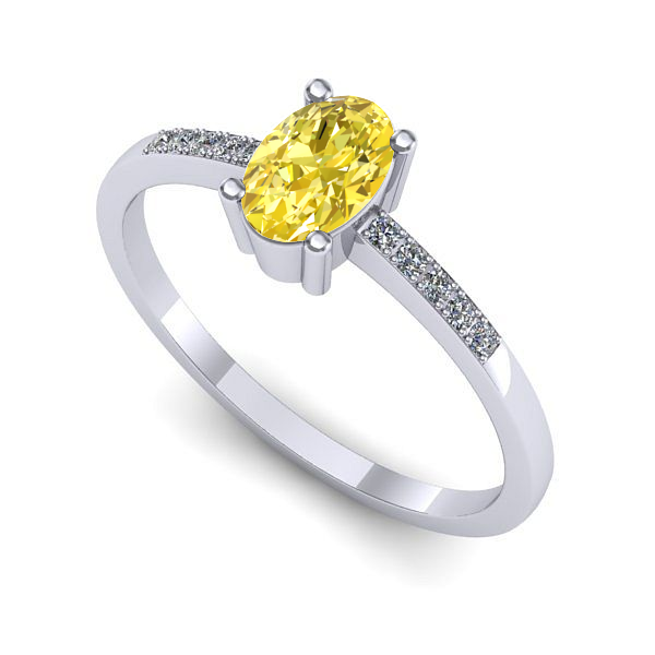 Inel logodna din aur alb cu safir galben