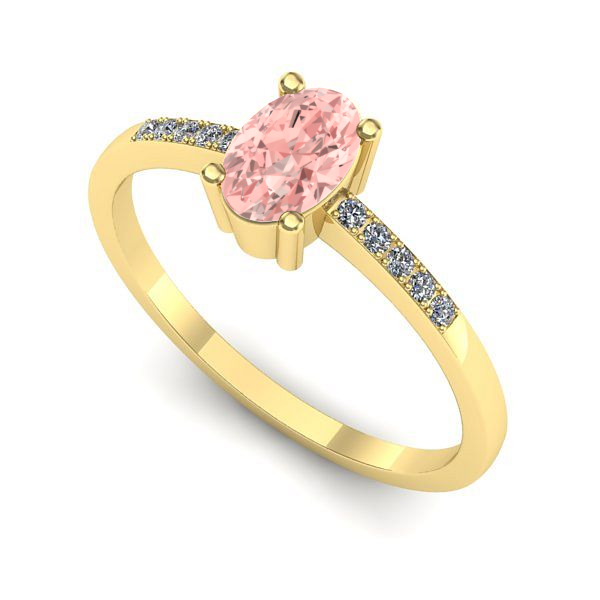 Inel din aur galben cu diamant de laborator roz