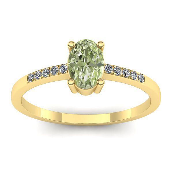Inel cu diamant de laborator verde oval