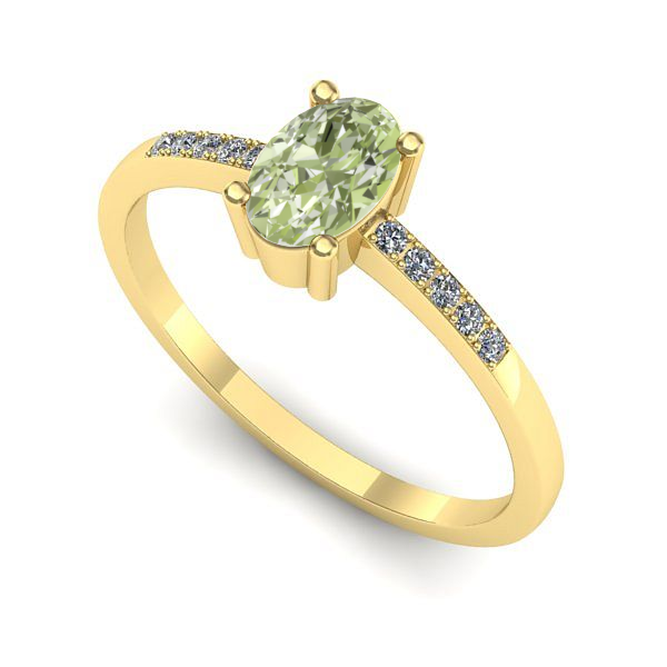 Inel din aur galben cu diamant de laborator verde