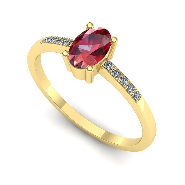 Inel logodna din aur galben cu rubin