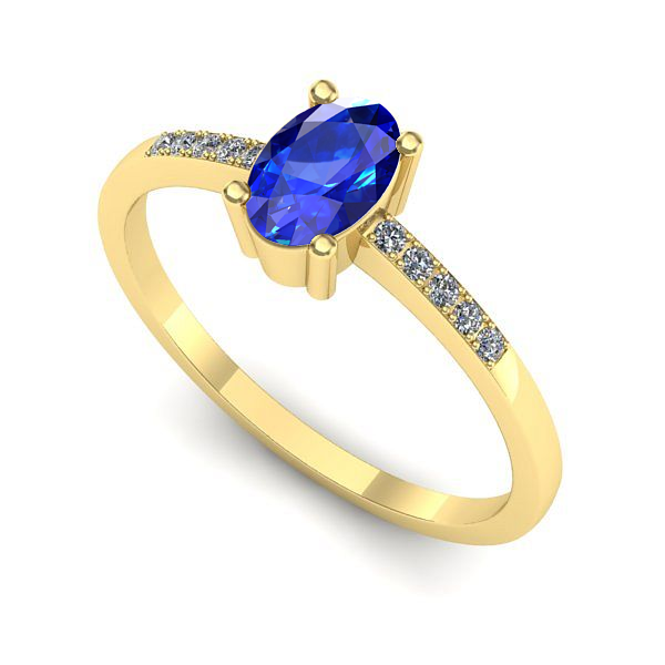 Inel de logodna din aur galben cu safir