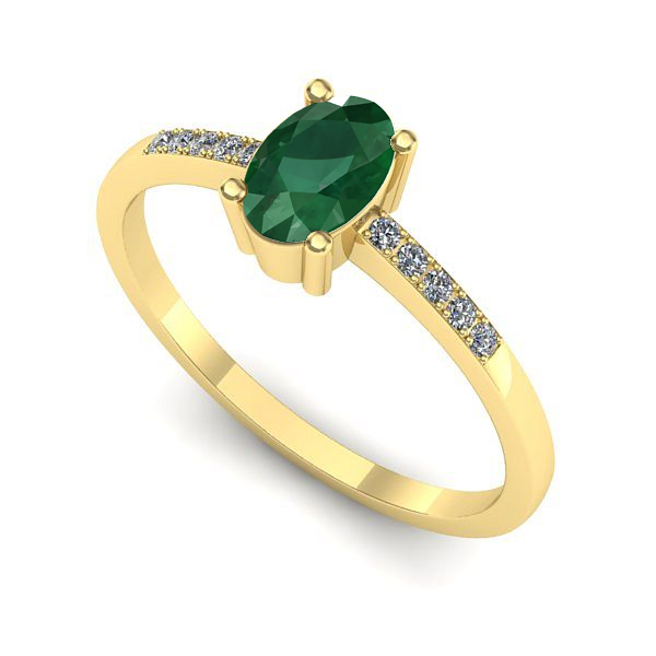 Inel din aur galben cu smarald